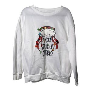NWOT SHEIN CURVE Christmas Vacation‎ White Are You Serious Clark Sweatshirt - 1X